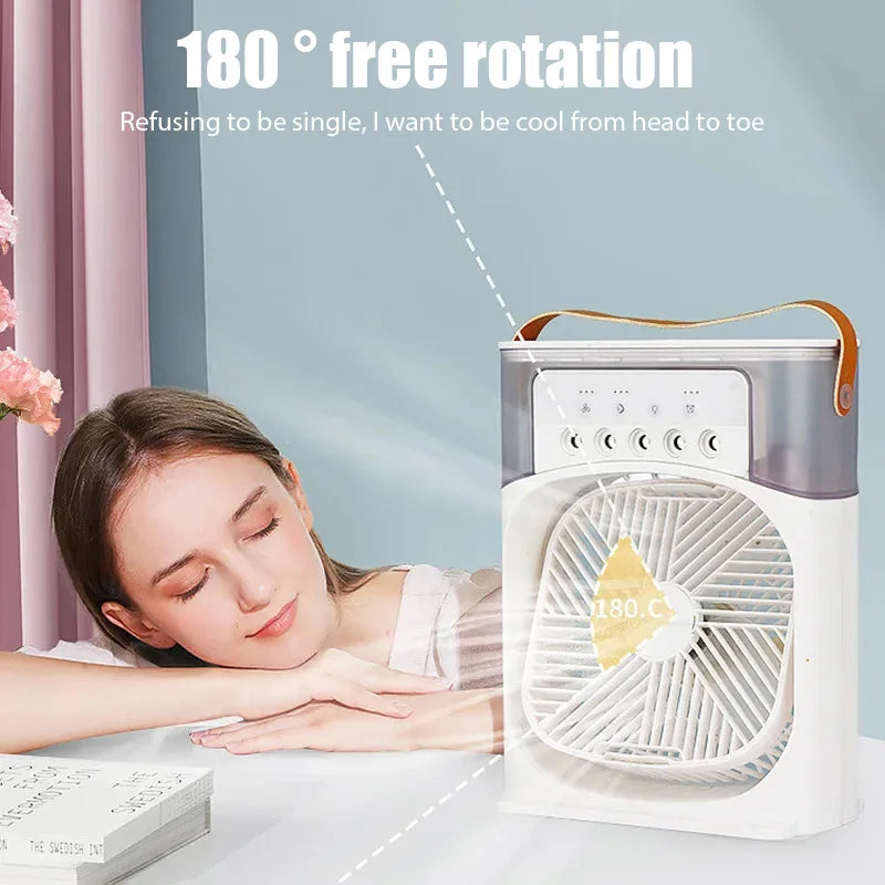 2024 New Mini Air Conditioner Air Cooler Water Cooling Spray Fan USB Desktop Portable Humidification Fan Mini Air Cooling Fan