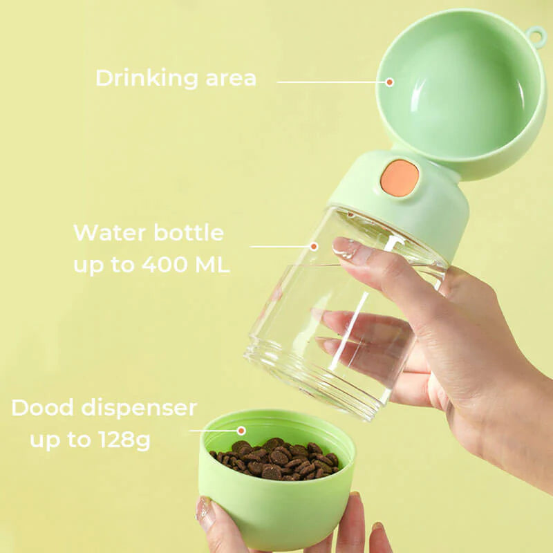 "Portable Dog Water Bottle with 2-in-1 Functionality"