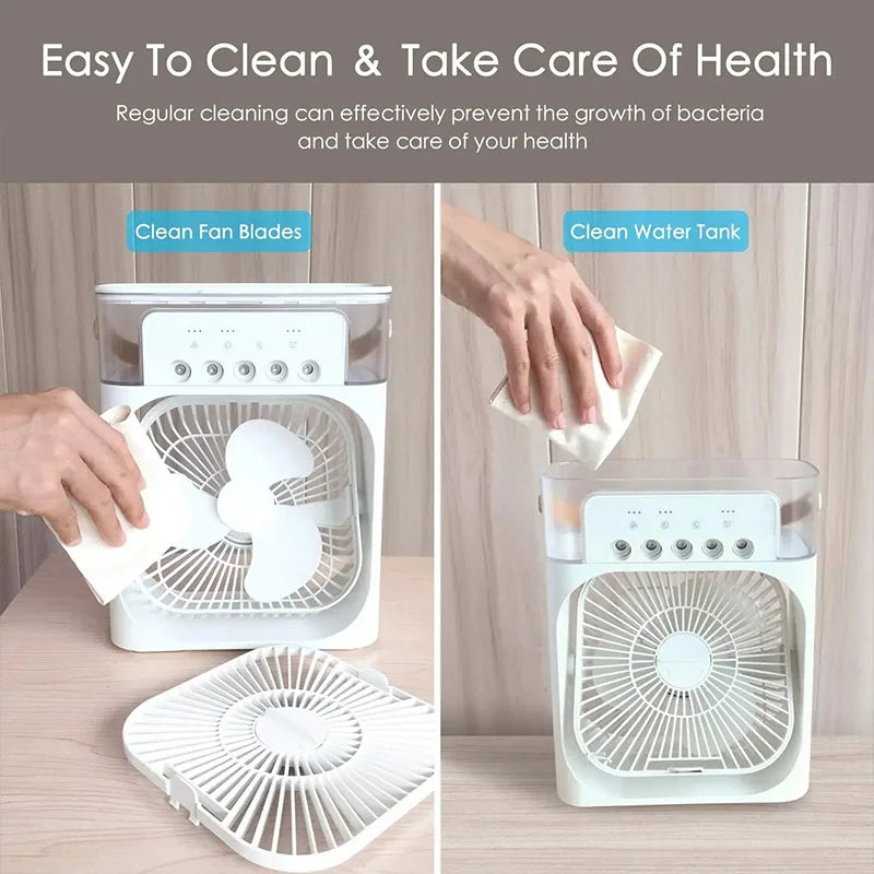 2024 New Mini Air Conditioner Air Cooler Water Cooling Spray Fan USB Desktop Portable Humidification Fan Mini Air Cooling Fan