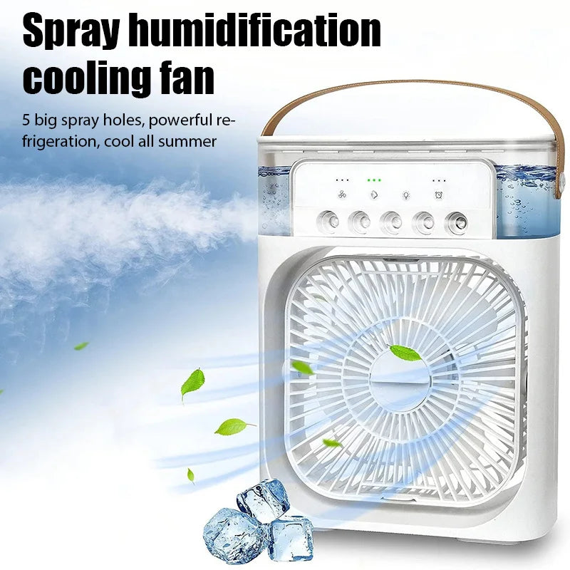 2024 New Mini Air Conditioner Air Cooler Water Cooling Spray Fan USB Desktop Portable Humidification Fan Mini Air Cooling Fan