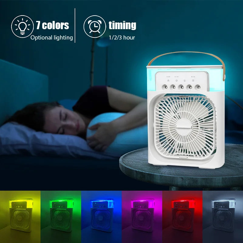 2024 New Mini Air Conditioner Air Cooler Water Cooling Spray Fan USB Desktop Portable Humidification Fan Mini Air Cooling Fan