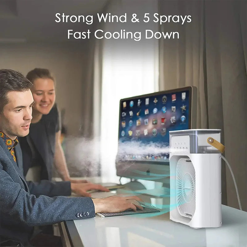2024 New Mini Air Conditioner Air Cooler Water Cooling Spray Fan USB Desktop Portable Humidification Fan Mini Air Cooling Fan