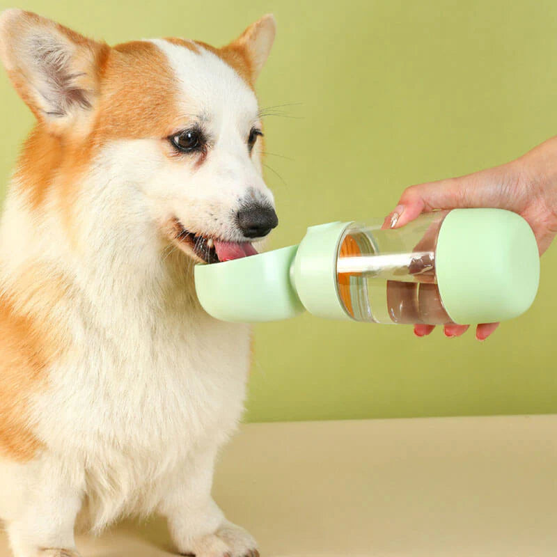 "Portable Dog Water Bottle with 2-in-1 Functionality"