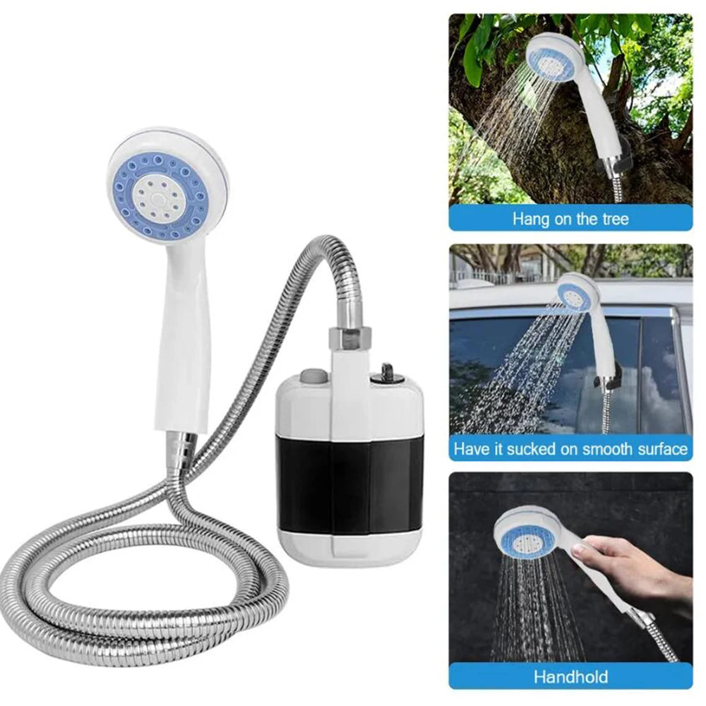 Outdoor Camping Shower Rechargeable Portable Shower Head Bathing with a Pump for Travel Hiking Beach Pet Cleaning Equipment