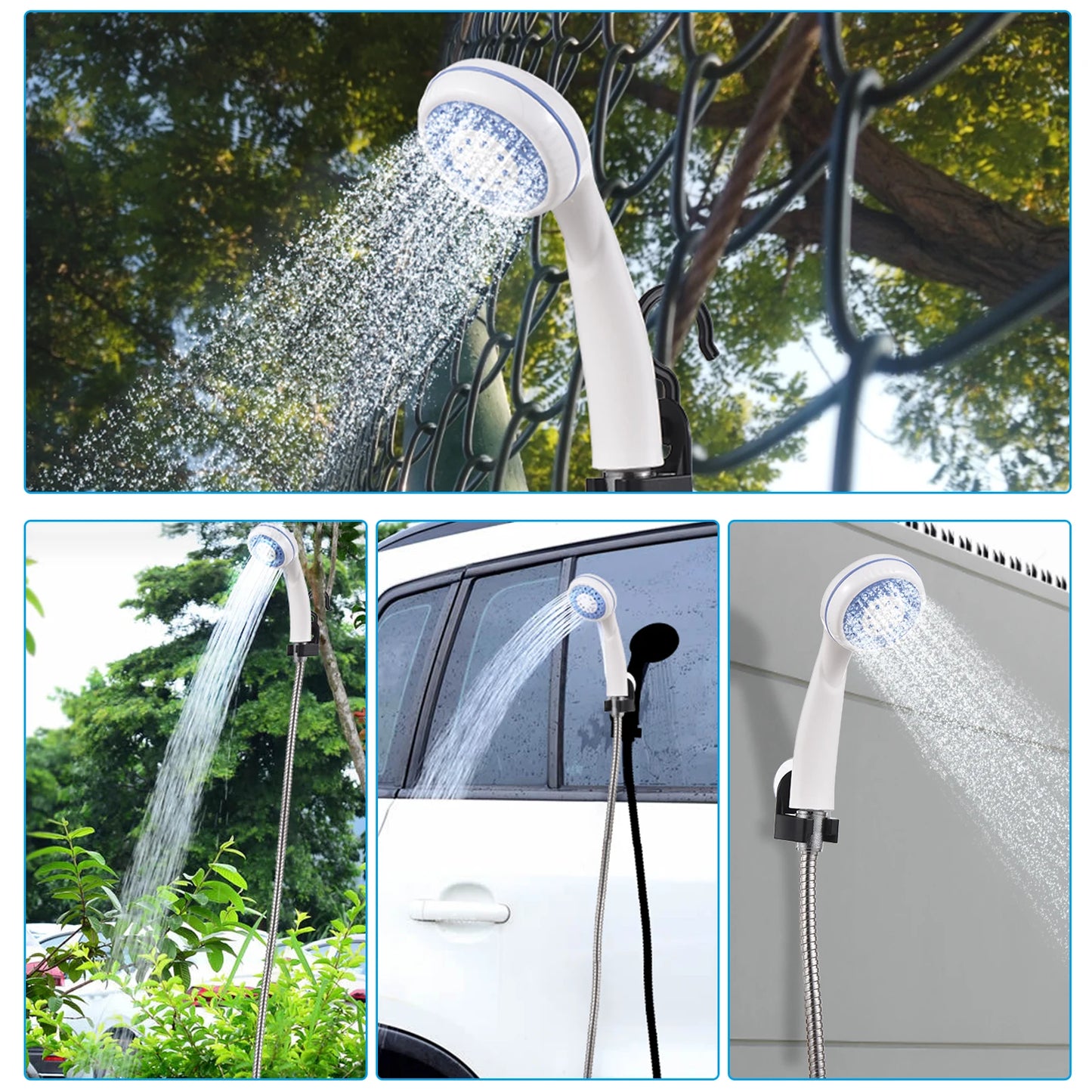 Outdoor Camping Shower Rechargeable Portable Shower Head Bathing with a Pump for Travel Hiking Beach Pet Cleaning Equipment